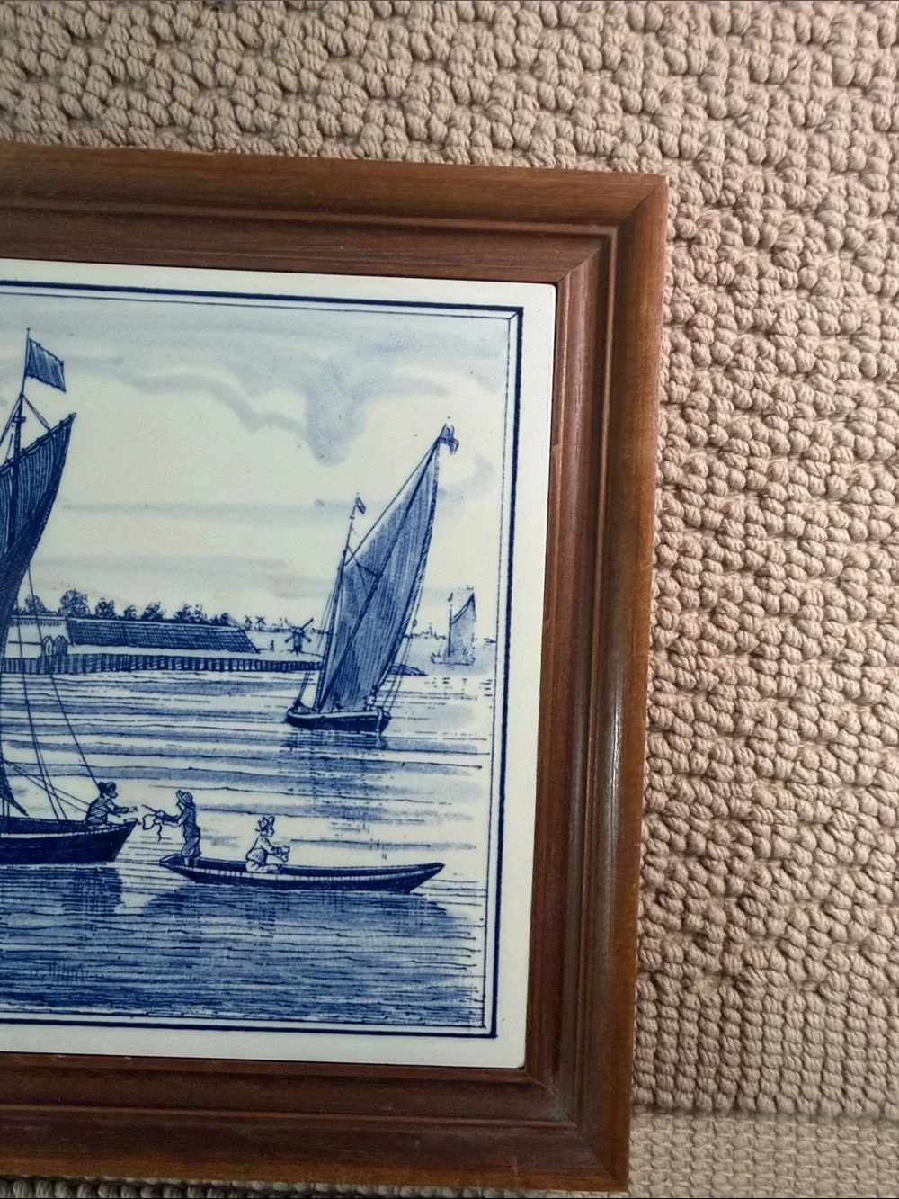 Vintage Delft Blue Naarden Holland 2-Tile Framed Wall Art